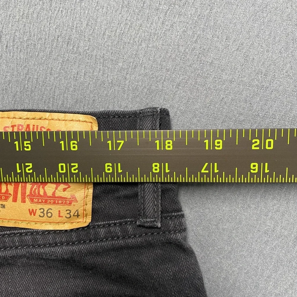 Levis 514 Jeans Mens 36x34 Black Slim Straight Denim Stretch Zip Fly Five Pocket
